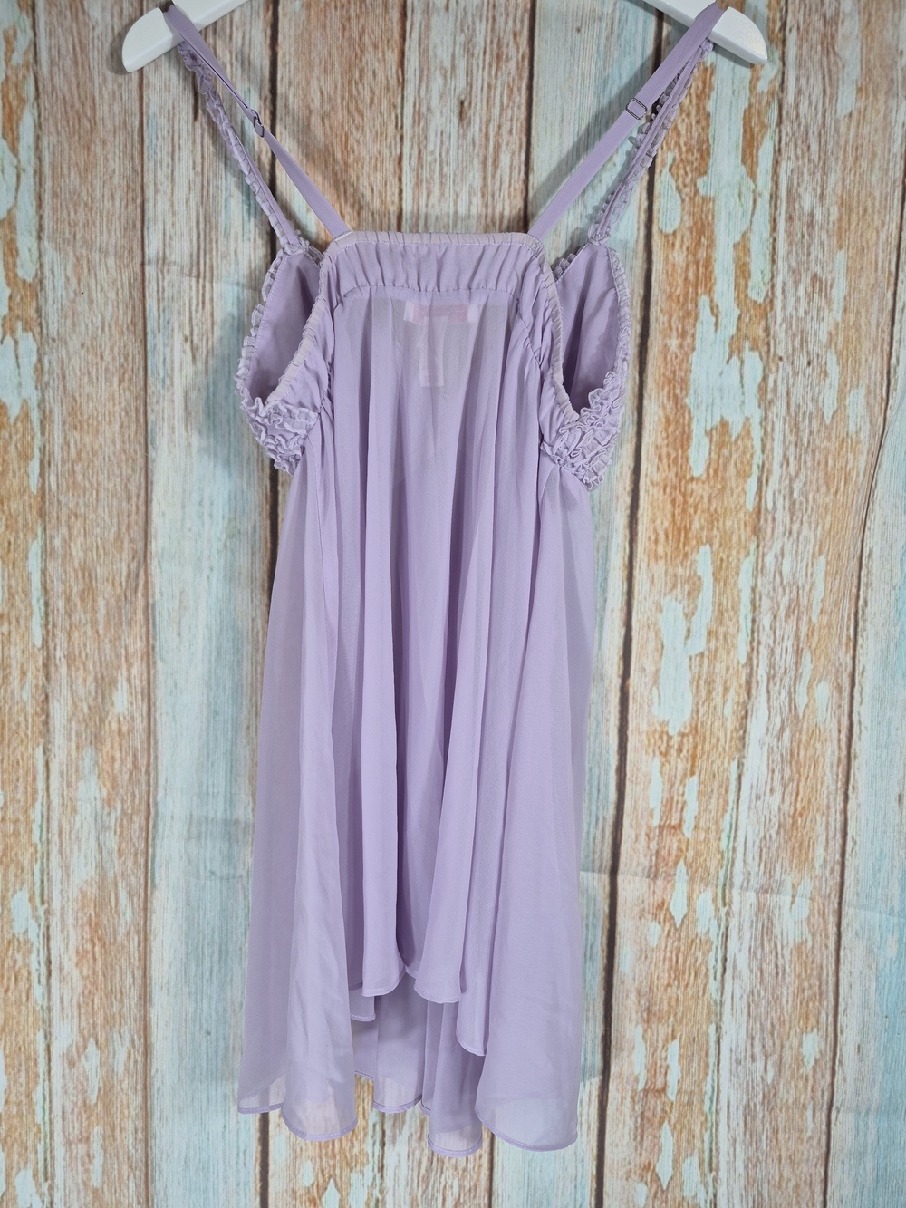 Oscar de la Renta Lavender Ruffled Lace-Trim Chemise Size M - Picture 2 of 3